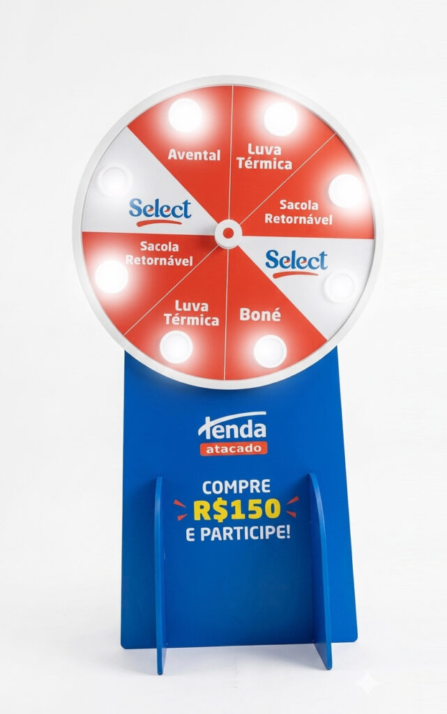 roleta para sorteio de premios em stand de vendas